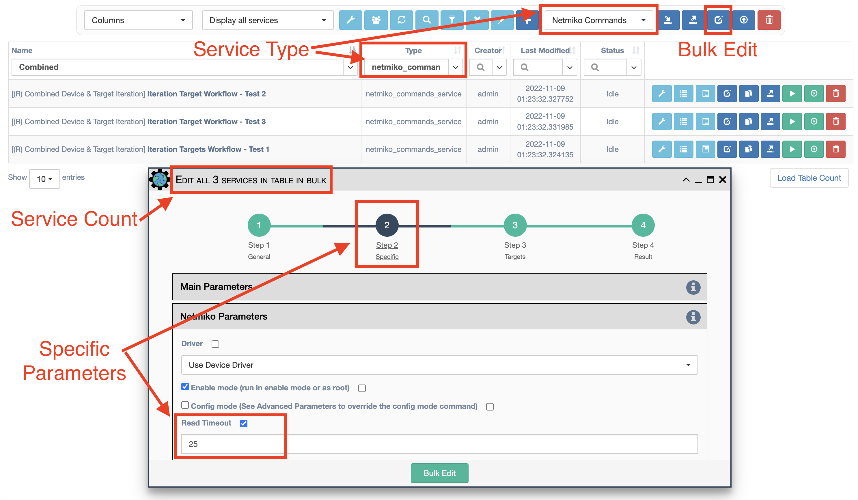 Bulk Edit Netmiko Commands Service