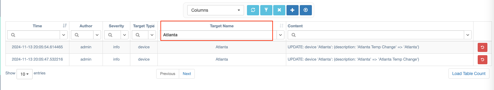 Filtering from Changelog Table